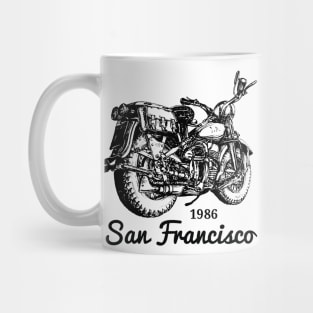 Hand Drawn Motorcycle San Francisco 1986 Retro Style Mug